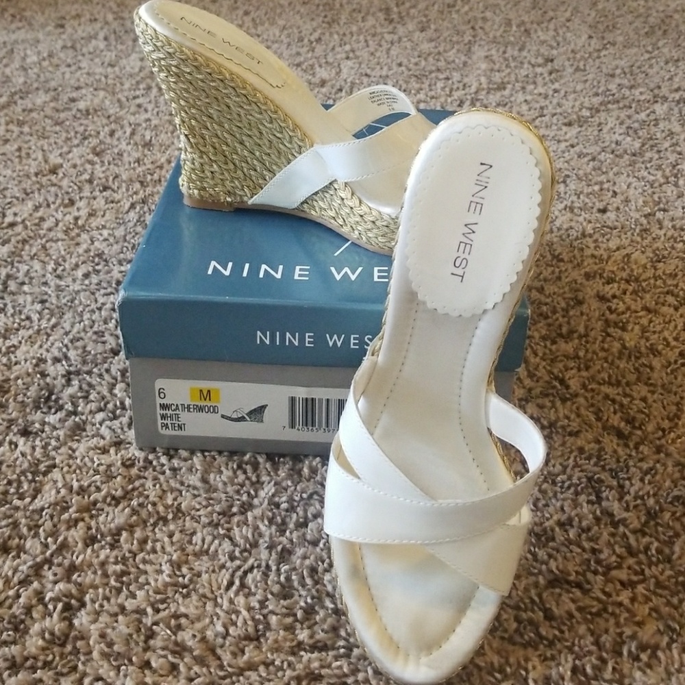 Nine West White Patent Leather Espadrille